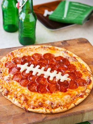 Football pepperoni pizza